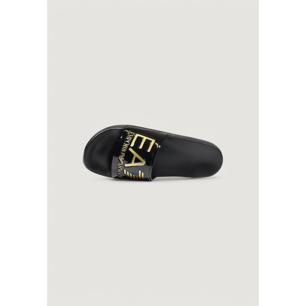 EA7 Emporio Armani Bicolor Pvc Slippers viewed from the side, showcasing the stylish logo and minimalist design on the slide sandal.