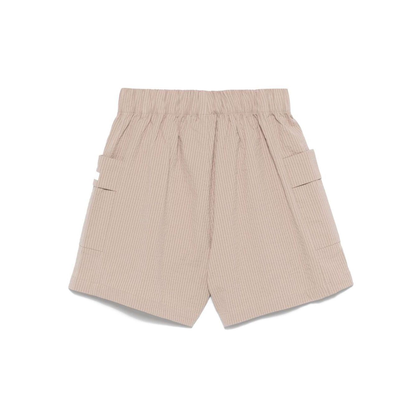 EA7 Shorts Beige with elasticated waistband and side patch pockets.