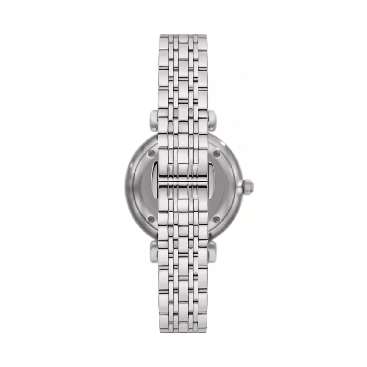Back view of EMPORIO ARMANI MOD. AR11445 ladies wristwatch with stainless steel bracelet and quartz movement.