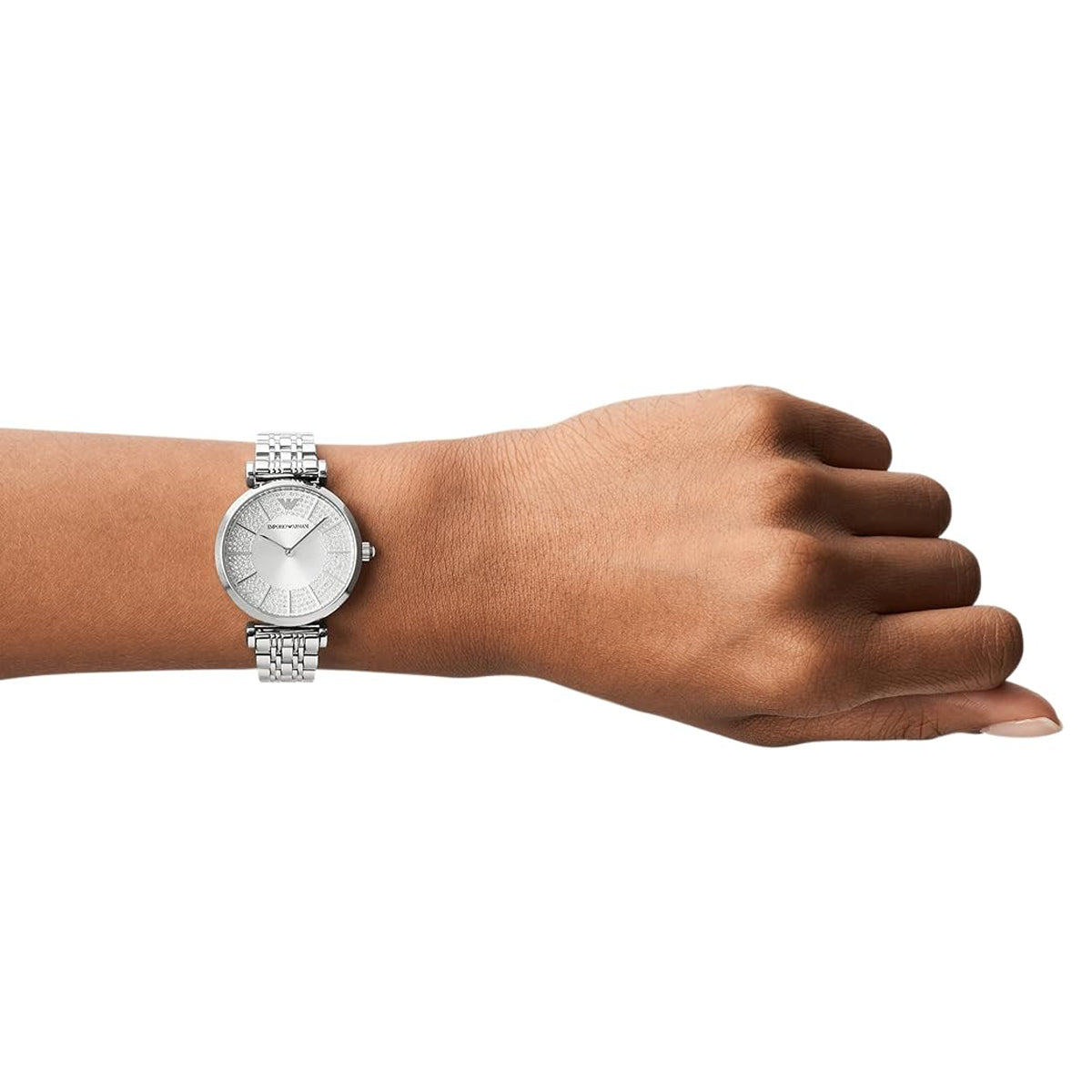 EMPORIO ARMANI MOD. AR11445 women's stainless steel wristwatch with quartz movement on wrist