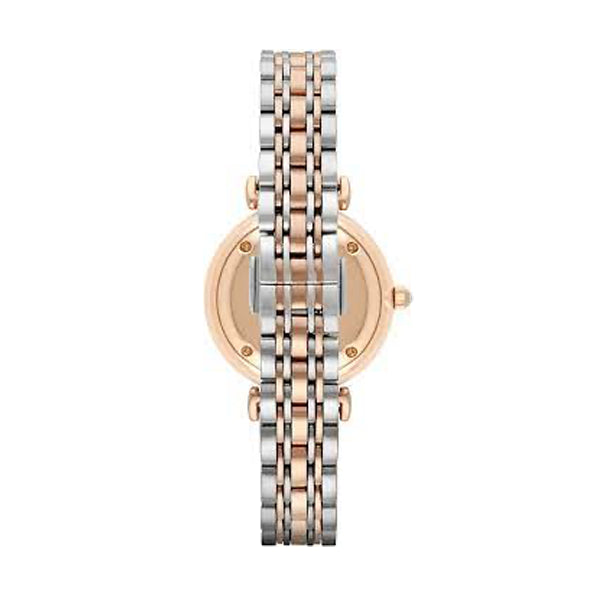 EMPORIO ARMANI MOD. AR1926 luxury wristwatch back view with gold and silver strap design.
