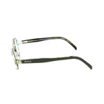 Side view of Emilio Pucci Bicolor Plastic Frames, transparent and black, with Pucci logo on the temple, women's eyewear.
