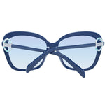 Emilio Pucci Blue Women Sunglass with plastic butterfly frame and gradient lenses, full-rim style, includes branded case.