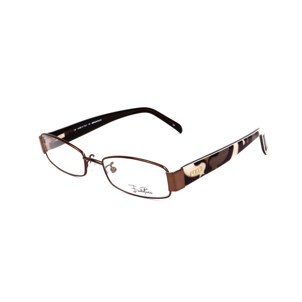 Emilio Pucci Brown Metal Frames glasses for women, model EP2136210, with dimensions 50/17/135 mm.