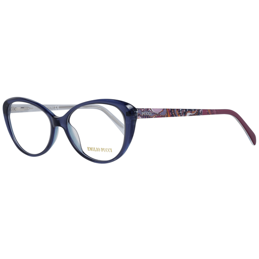Emilio Pucci Chic Blue Full-Rim Designer Women's Eyewear with branded case, elegant style and comfort, perfect for modern fashionistas.