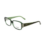 Emilio Pucci Olive Plastic Frames for women, featuring green rectangular design and branded temple, size 55/14/130 mm.