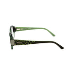 Side view of Emilio Pucci Olive Plastic Frames with unique design and branding, showcasing sleek green temples and distinctive details.