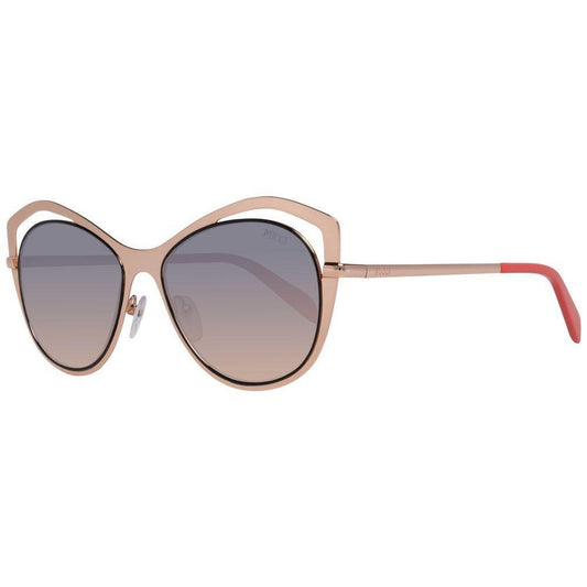 Emilio Pucci Rose Gold Women Sunglass with butterfly style, rose gold metal frame, gradient grey lenses, and full-rim design.