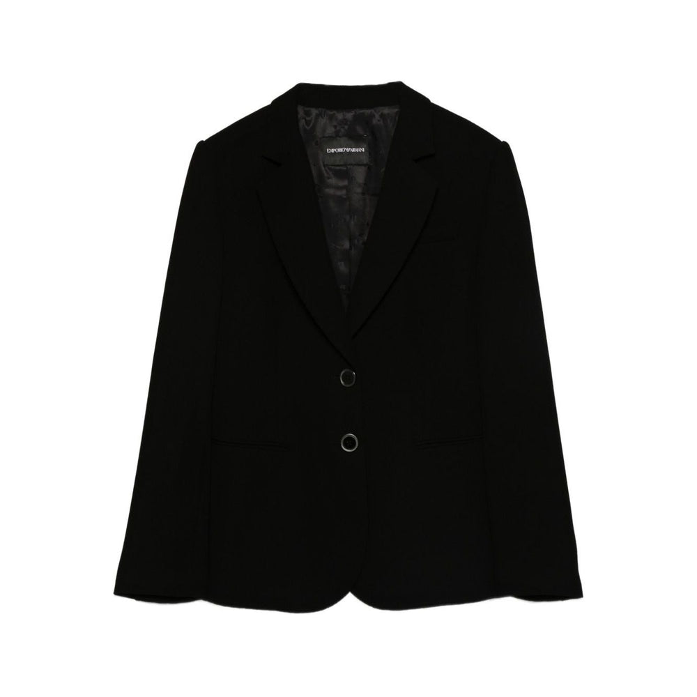 Emporio Armani Jackets Black, single-breasted blazer with notched lapel, button fastening, and welt pockets