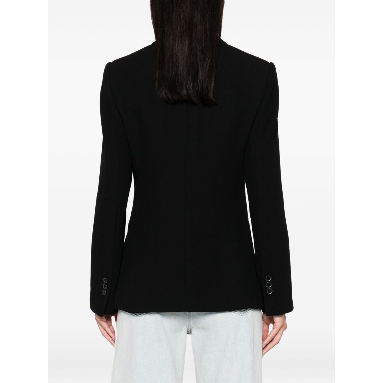 Back view of Emporio Armani Jackets Black - notched lapel, long sleeves, and single-breasted design, perfect for sleek fashion.