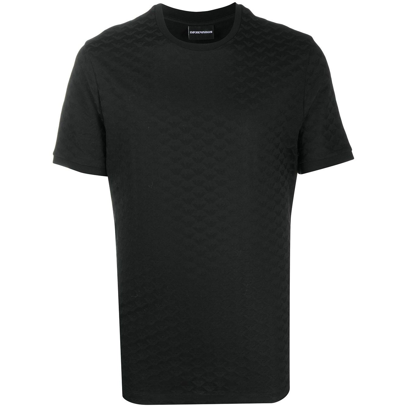 Emporio Armani Mercerised-jersey T-shirt with all-over jacquard eagle