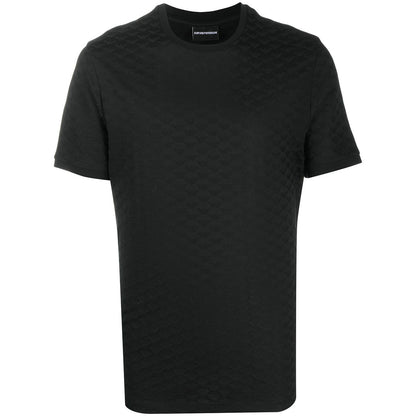 Emporio Armani Mercerised-jersey T-shirt with all-over jacquard eagle