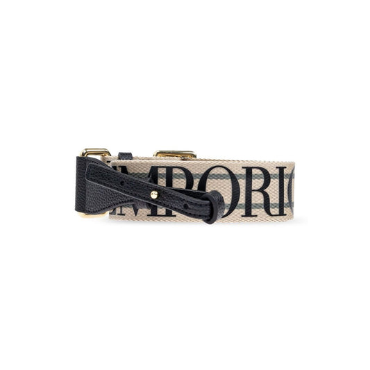 Emporio Armani MyEA shopping bag black logo shoulder strap detail with bold printed text