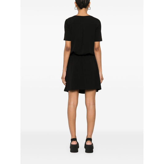 Emporio Armani Short dress with gathered waist and belt in flowing crepe Dresses