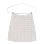 Emporio Armani Skirts Grey, light grey tweed mini skirt with check pattern and sequin embellishment, A-line shape, wool blend.