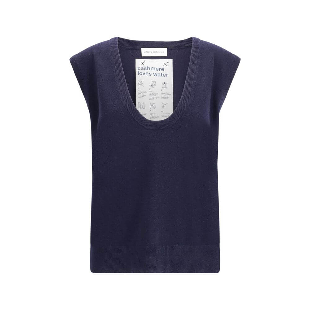 Extreme Cashmere Blue Cashmere Sleeveles Sweater
