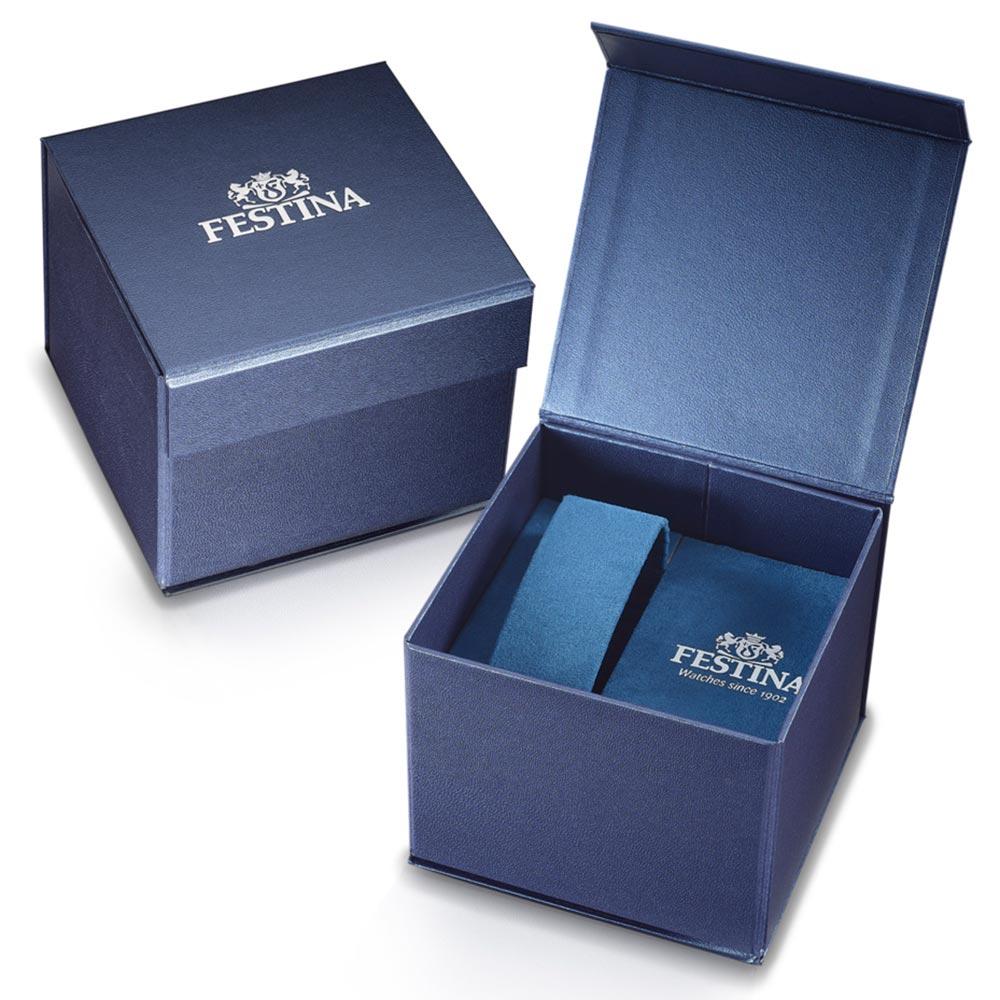 FESTINA WATCHES Mod. F20532/2 packaging box in blue with logo, elegant design for luxury watch storage.