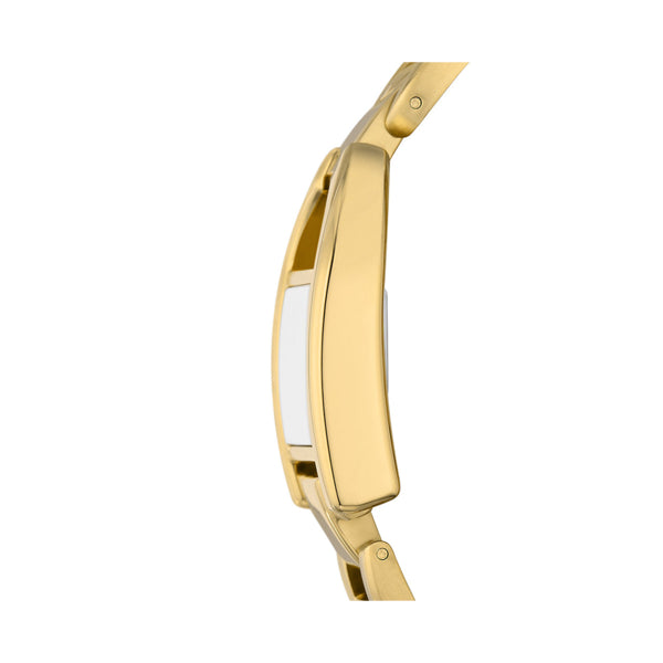 Side view of FOSSIL Mod. HARWELL lady's wristwatch with 28 mm case in official packaging.