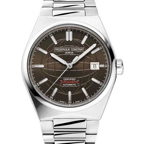 Luxury watch FREDERIQUE CONSTANT MOD. FC-303C3NH6B with silver stainless steel bracelet and brown dial.