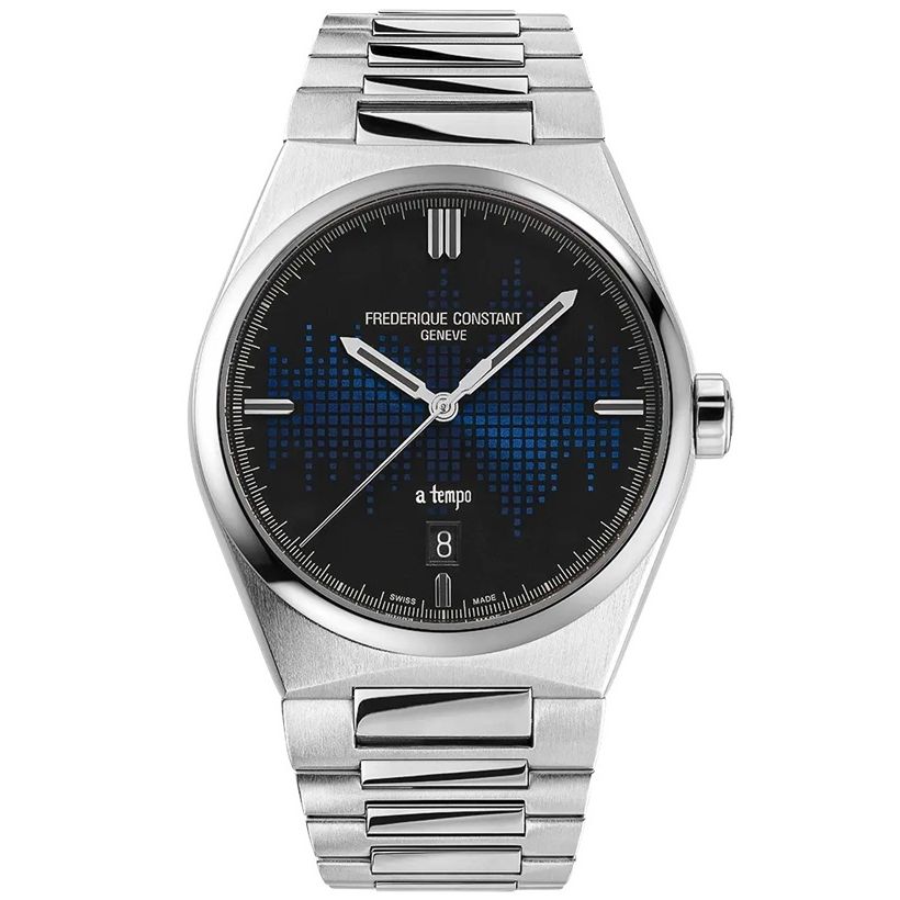 FREDERIQUE CONSTANT MOD. FC-303TA3NH6B luxury watch with silver bracelet and black dial