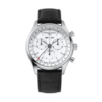 Luxury watch: FREDERIQUE CONSTANT Mod. CLASSICS TRIPLE CALENDAR with black leather strap and detailed dials for precision timekeeping