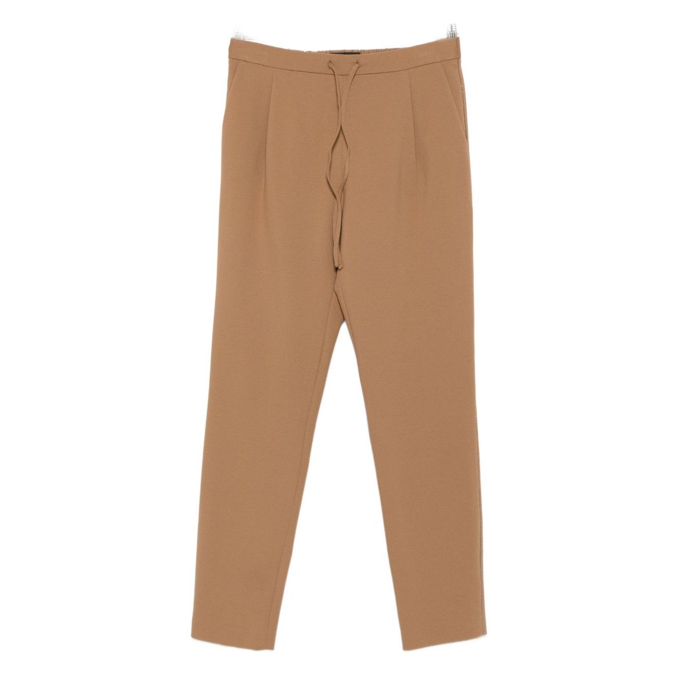 Fabiana Filippi Trousers Camel with pleated detailing and drawstring fastening, side pockets, mid-rise waist, slim fit.