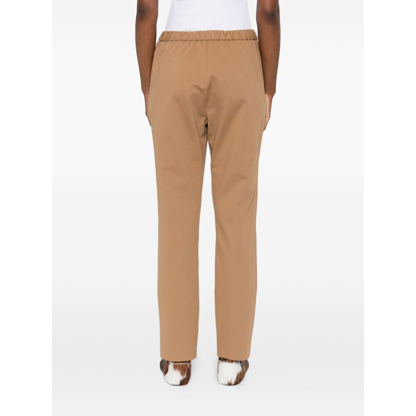 Back view of Fabiana Filippi Trousers Camel with drawstring fastening and side pockets.