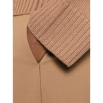 Detailed view of Fabiana Filippi Trousers Camel with brown pleated detailing and side pocket in closeup.
