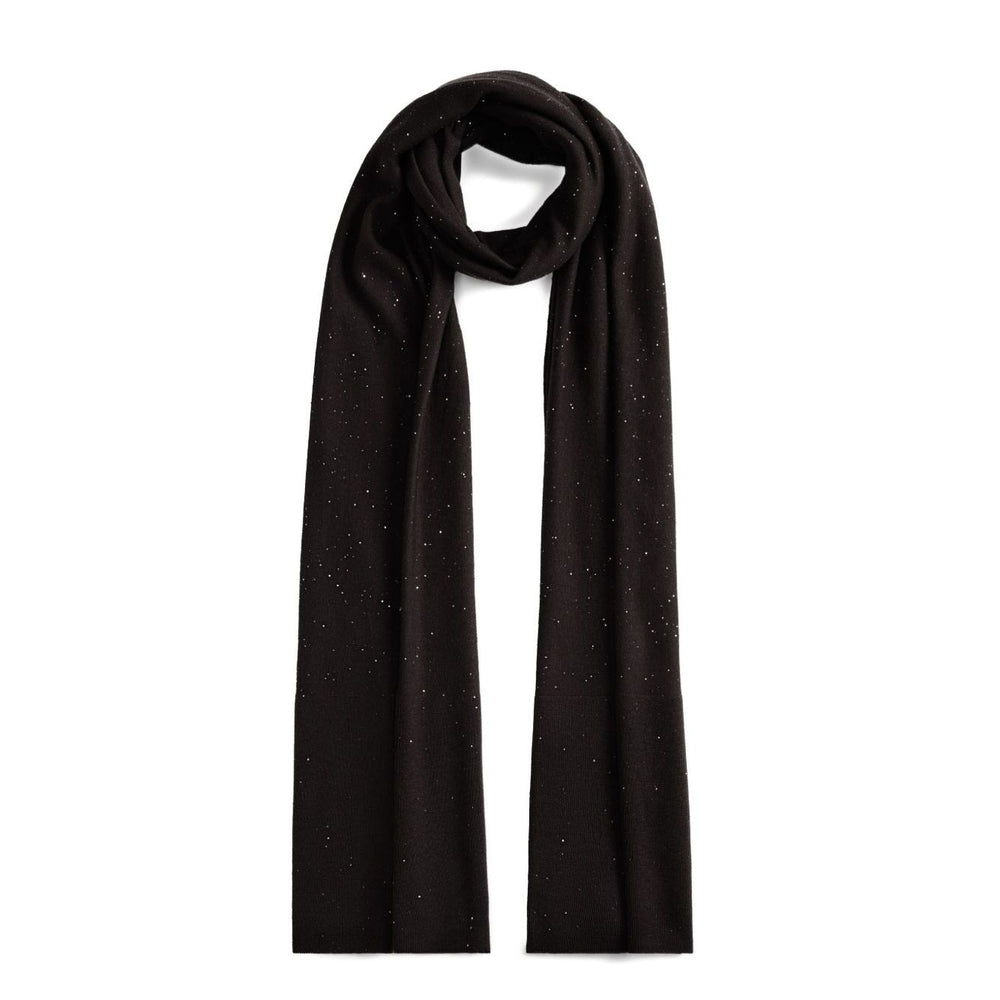 Fabiana Filippi sequin embellishment Wool scarf with black ribbed texture and lightweight long rectangular design.