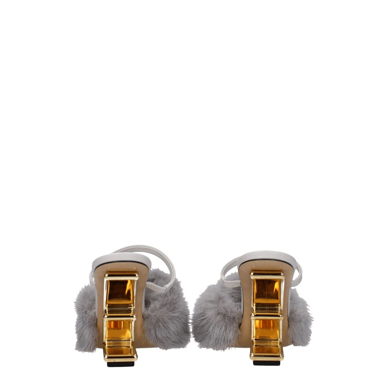 Fendi Gray Mink Slippers