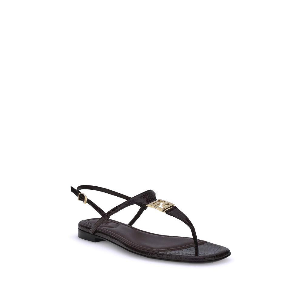 Fendi Multicolor Calf Leather Bos Taurus Flat Sandals