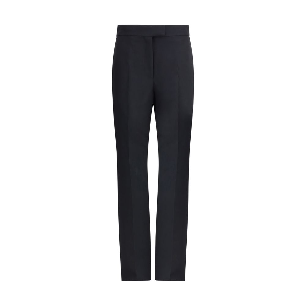 Ferragamo Tailored Pants with straight front pleat pattern, perfect fit, and practical welt pockets, embodying elegance and style for AW25.
