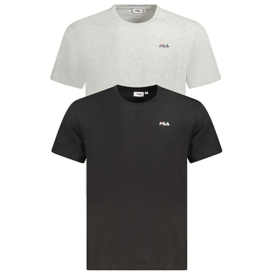 Fila Black Cotton Men T-Shirt with red logo print on front, 100% cotton, loose fit, premium casual wear.
