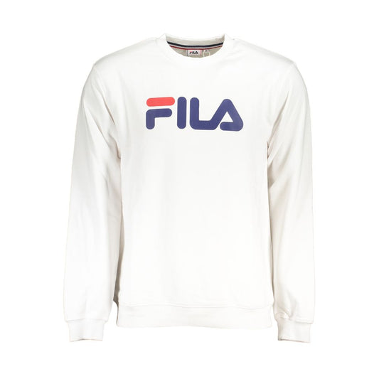 Fila Classic Crew Neck Fleece Sweatshirt in White with iconic logo