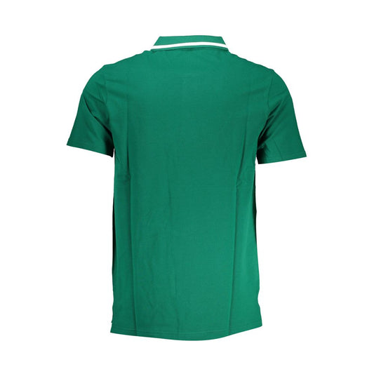 Back view of Fila Classic Green Cotton Polo with Contrast Details, featuring short sleeves and a traditional collar, perfect for casual wear.