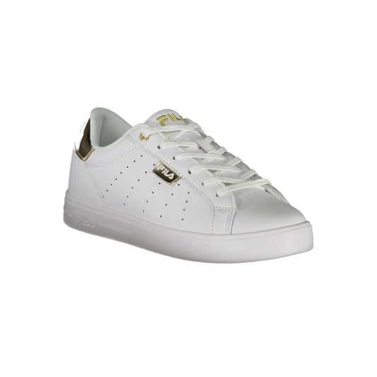 Fila Lace-Up Luxe Sneakers with Golden Accents displaying stylish gold details and sporty design.