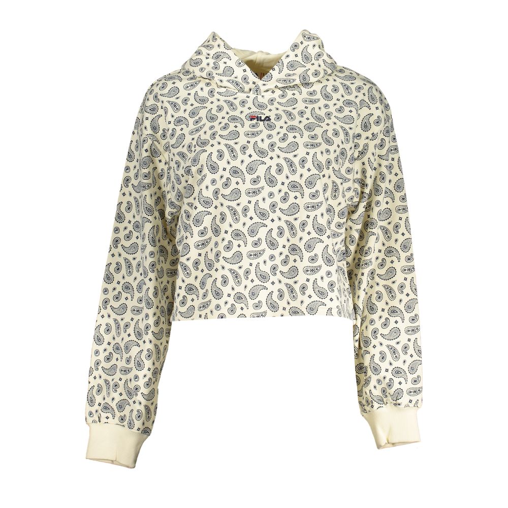 Fila Luxor Patterned Embroidered Hoodie with intricate white and gray paisley design, cotton and polyester blend, front view