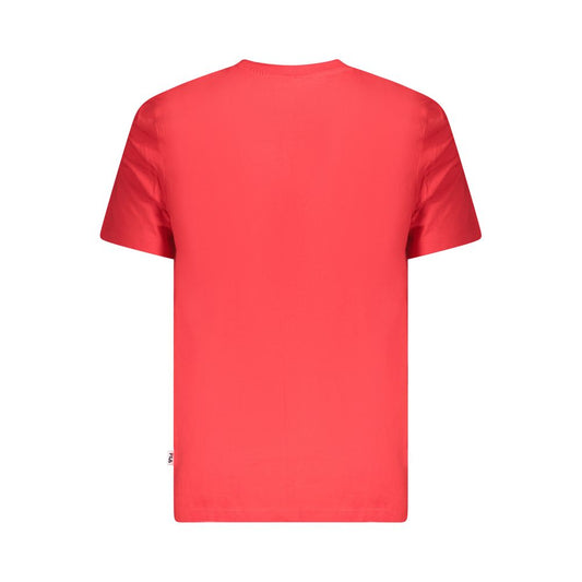 Fila Red Cotton Men T-Shirt with bold graphic design and iconic logo on front, crafted from breathable cotton for comfort and style.