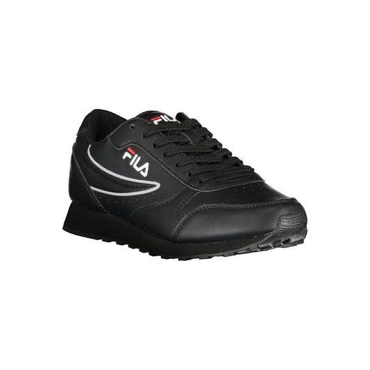 Fila Sleek Black Lace-Up Sport Sneakers with contrast details and logo, perfect for active fashion enthusiasts, made of polyethylene and synthetic.