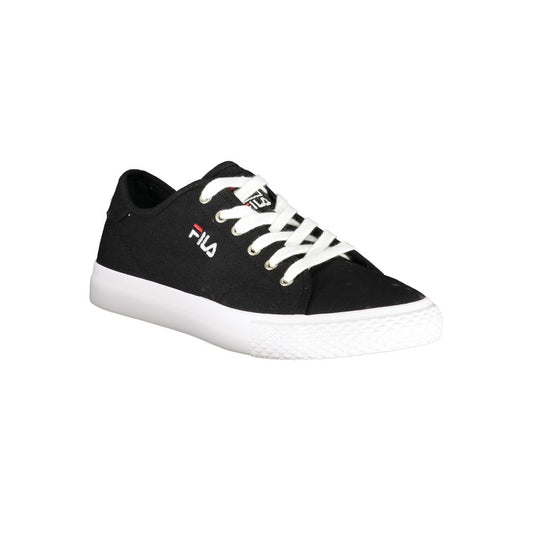 Fila Sleek Black Laced Sports Sneakers with classic pointed silhouette and contrast details, featuring iconic Fila embroidery and logo.