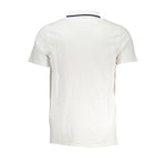 Back view of Fila Sleek White Cotton Polo with Contrast Accents, short sleeves, 100% cotton, showcases chic design and craftsmanship.