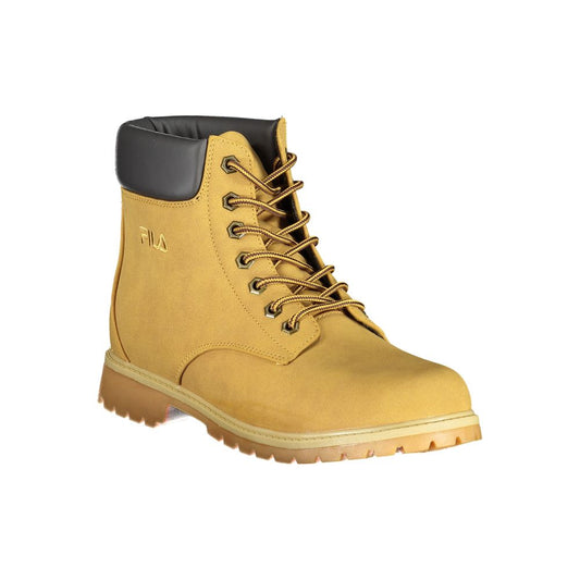 Fila Vibrant Yellow Contrast Lace-up Boots with bold contrast details and distinctive embroidery.