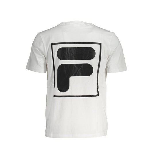 Back view of Fila White Cotton T-Shirt with short sleeves, crew neck, and organic cotton fabric.