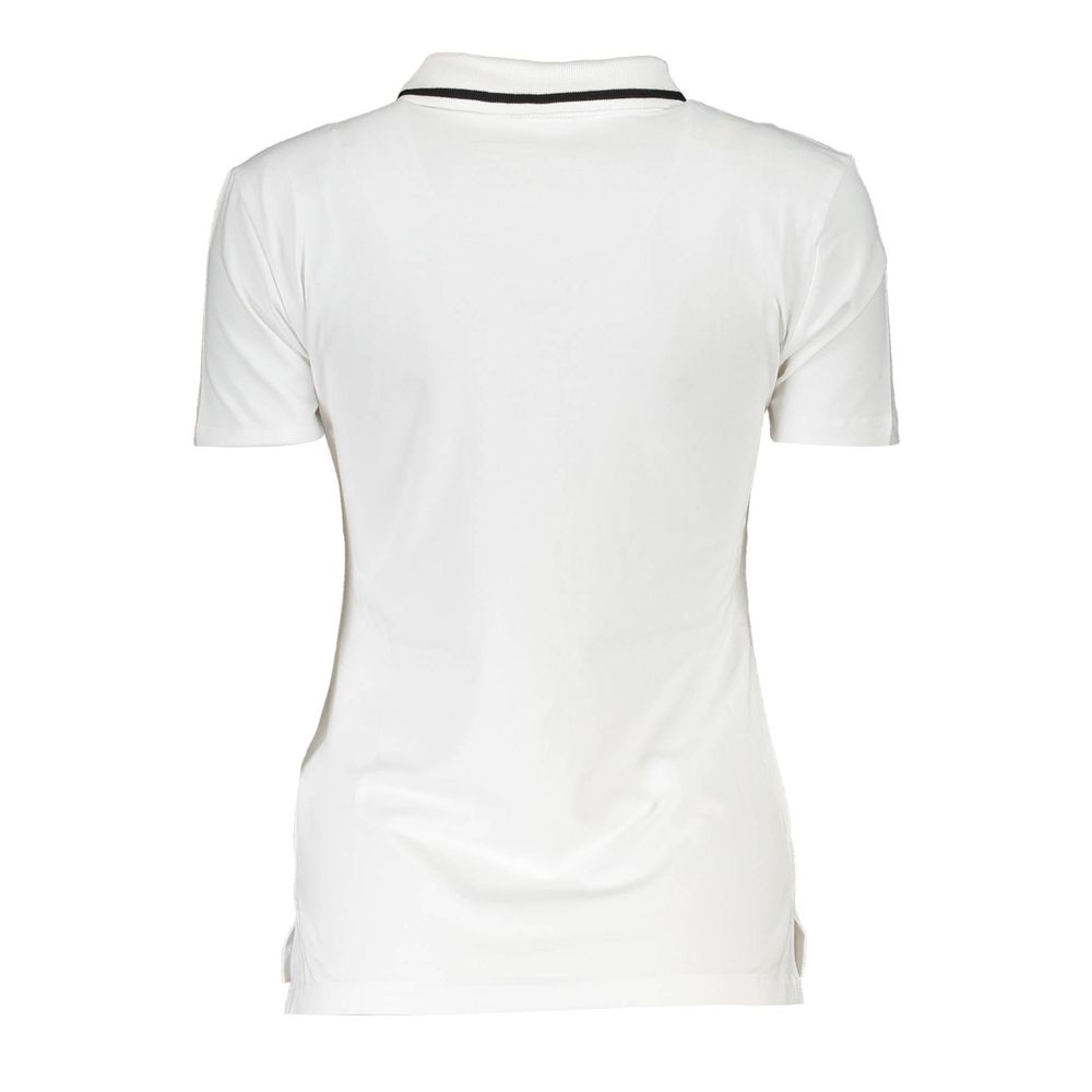 Fila White Cotton Womens Polo Shirt with iconic logo and sporty chic design, back view showcasing classic white color and contrast details.