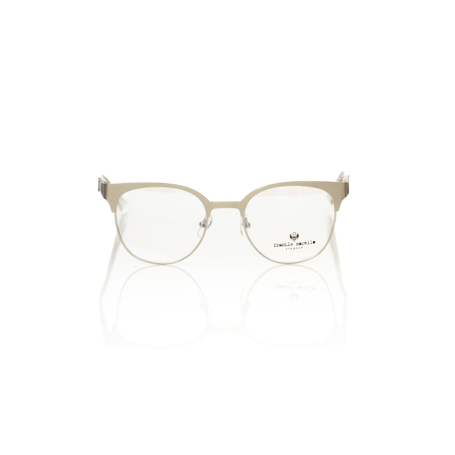 Frankie Morello Black Acetate Women's Frame with chic cat eye design, features black frame accented by white and transparent details.
