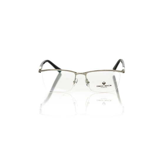 Frankie Morello Black Metallic Unisex Frame - Clubmaster eyeglasses with sleek black finish and bold Italian design.