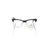 Frankie Morello Blue Metallic Unisex Frame Eyeglasses with chic metal structure and blue fantasy temples.