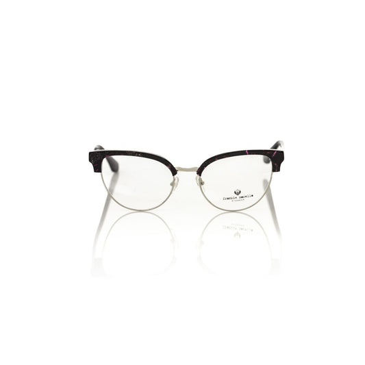 Frankie Morello Burgundy Metallic Women Frame, stylish Italian eyeglasses with bordeaux glittery profile, enhances fashion-forward looks.