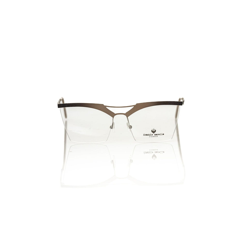 Frankie Morello Gold Metallic Women's Frame Eyeglasses with elegant gold rim and temples, showcasing Italian craftsmanship and style.