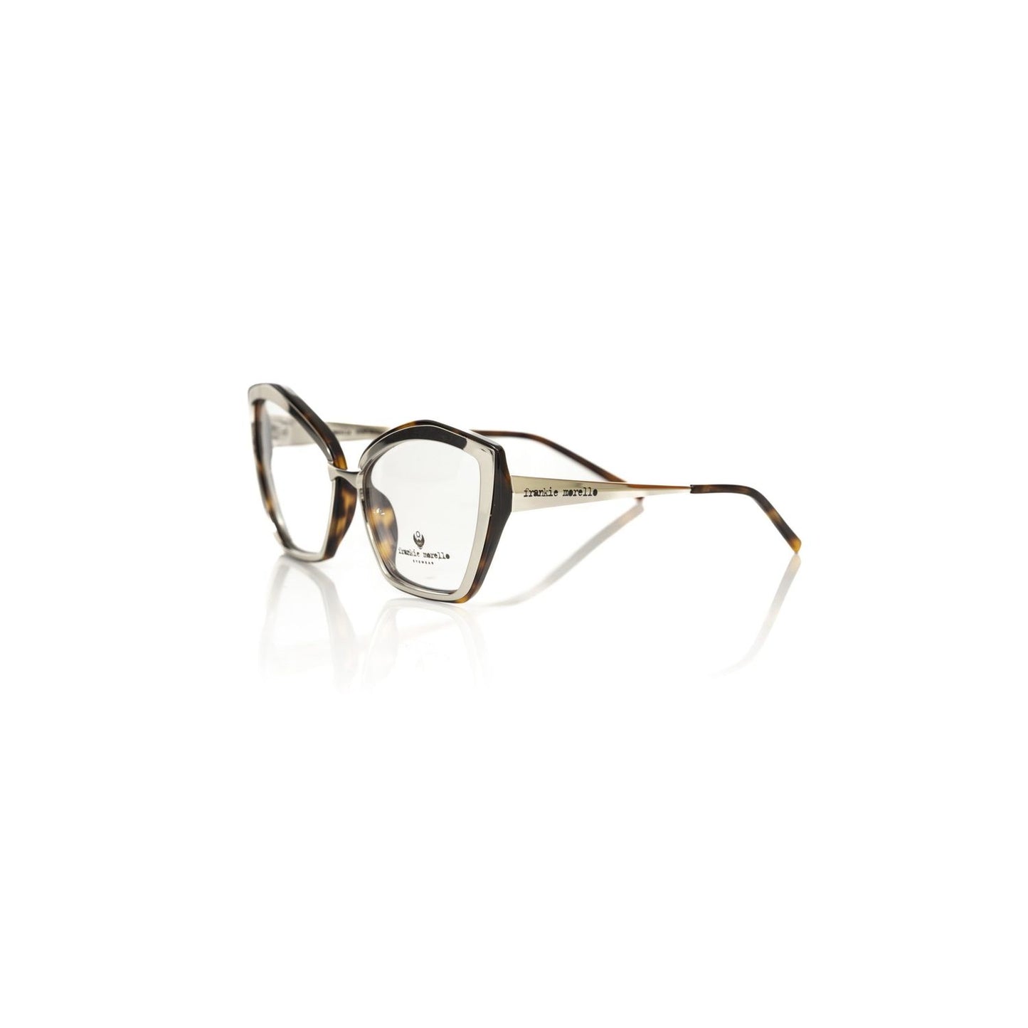 Frankie Morello Multicolor Acetate Women's Frame with butterfly design and chic metal profile, perfect for a stylish look.